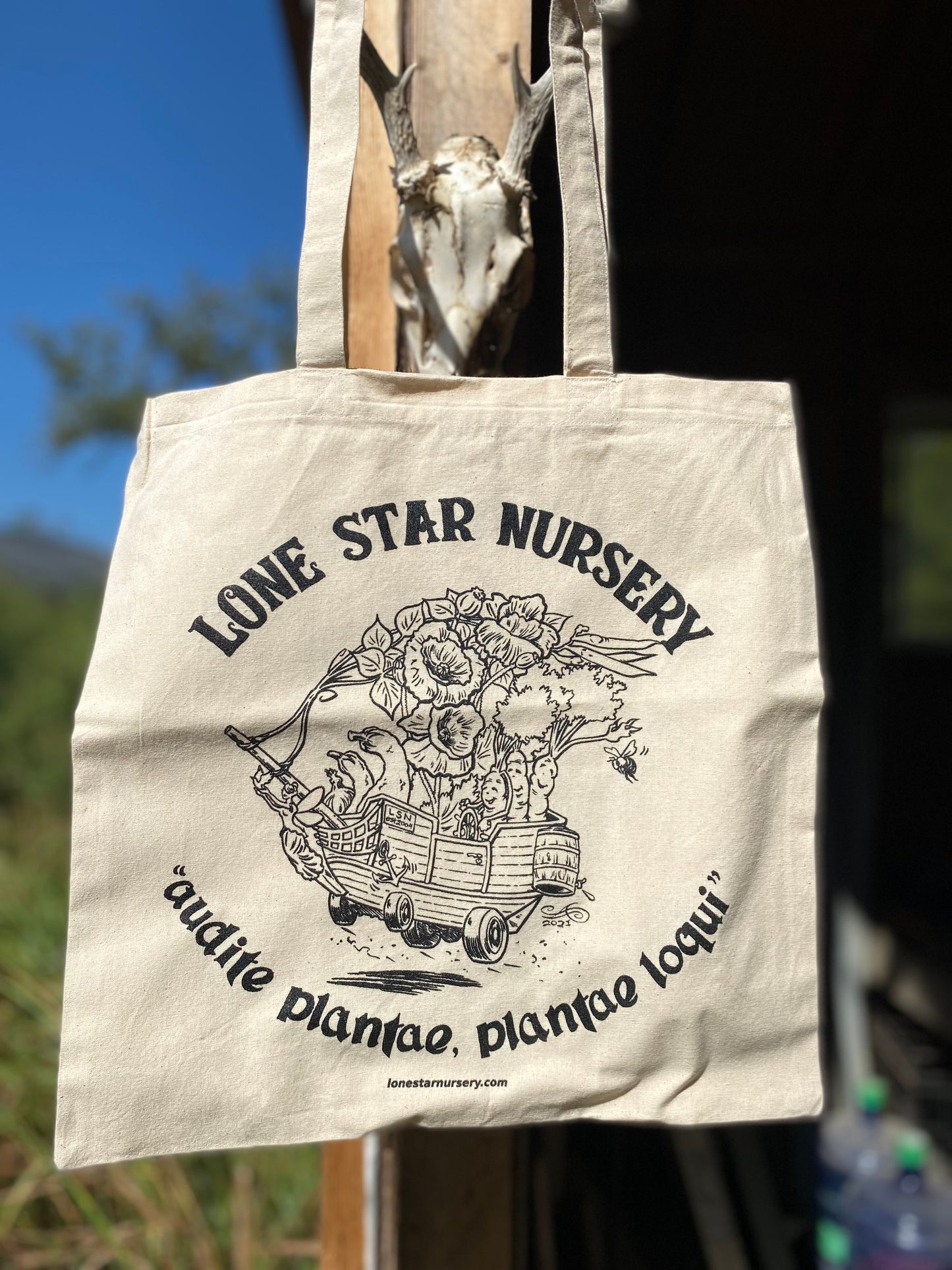THE PLANTS SPEAK TOTE BAG - Black on Natural