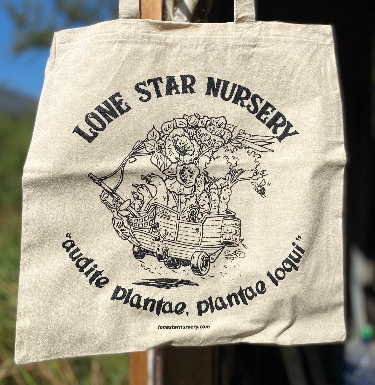 THE PLANTS SPEAK TOTE BAG - Black on Natural