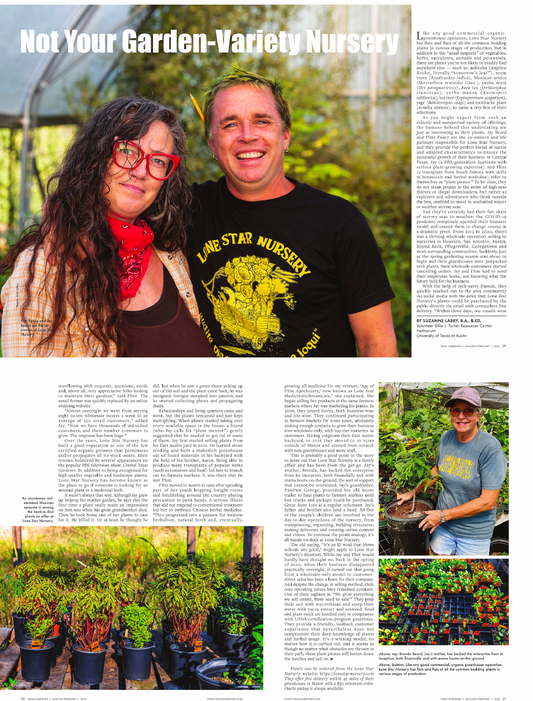 Featured in Texas Gardener Magazine (January / February 2022)